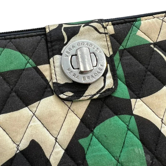 Vera Bradley Green Imperial Rose RFID Turnlock Wallet - Picture 3 of 5